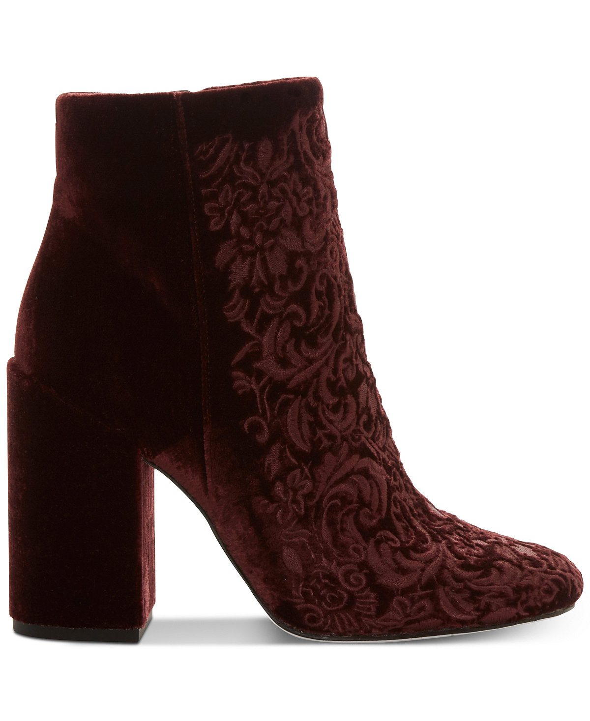 Jessica Simpson Wovella Rouge Noir Embroidered Block-Heel Ankle Booties