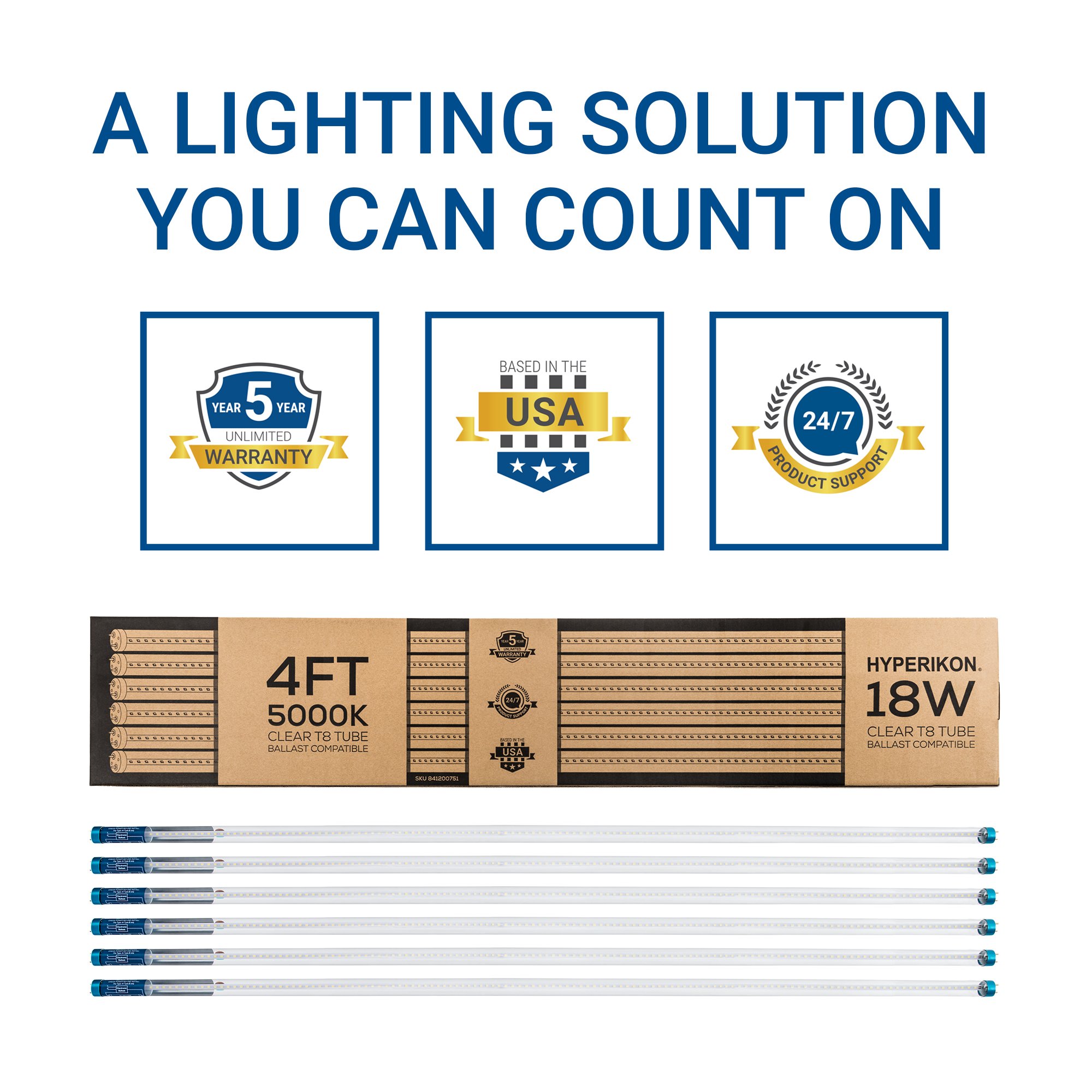 Glass T10 T12 Light 18W Hyperikon T8 4 Foot LED Tube 40 Watt Replacement