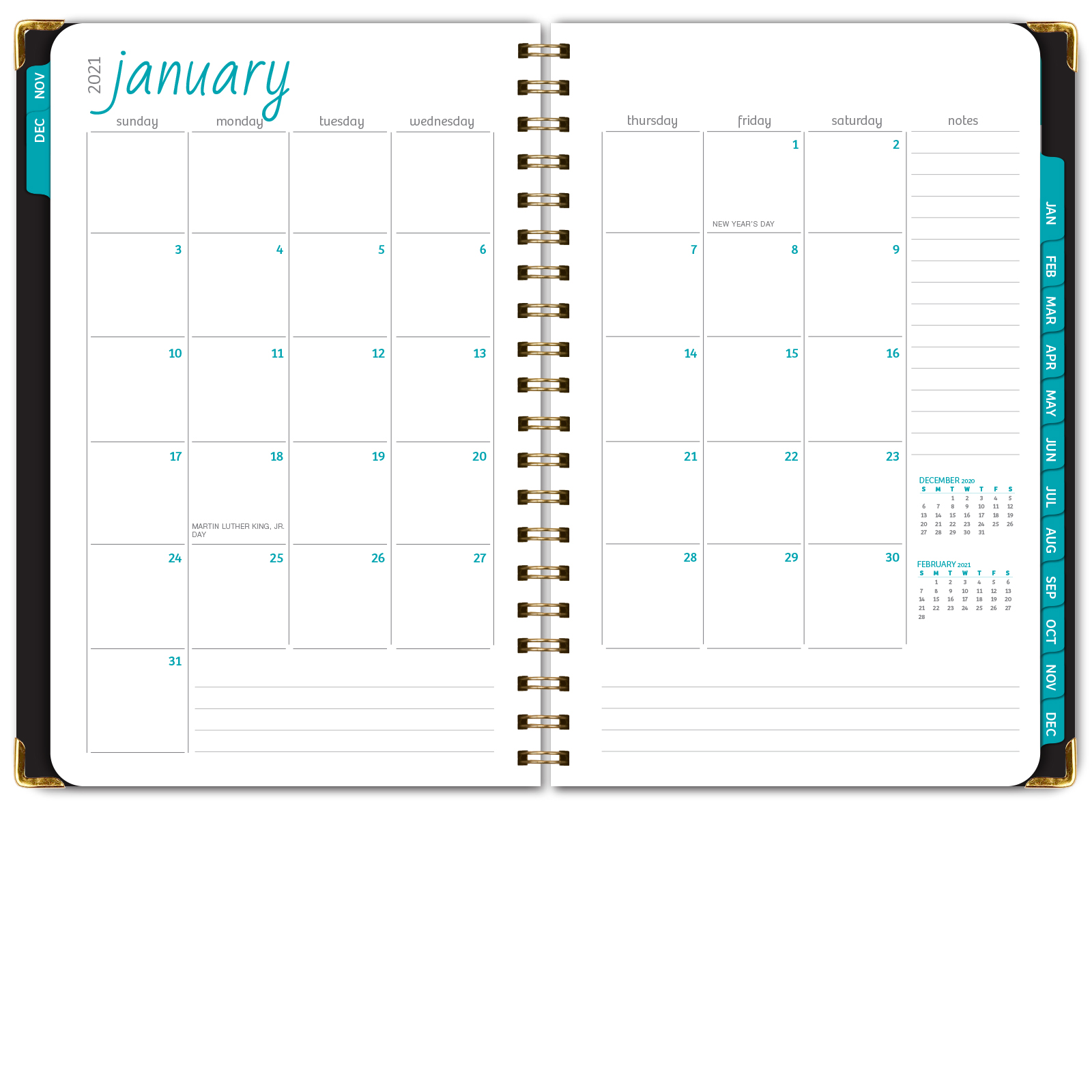 Daily Weekly Monthly Planner Details about / HARDCOVER 2021 Planner Nov 2020 - Dec 2021
