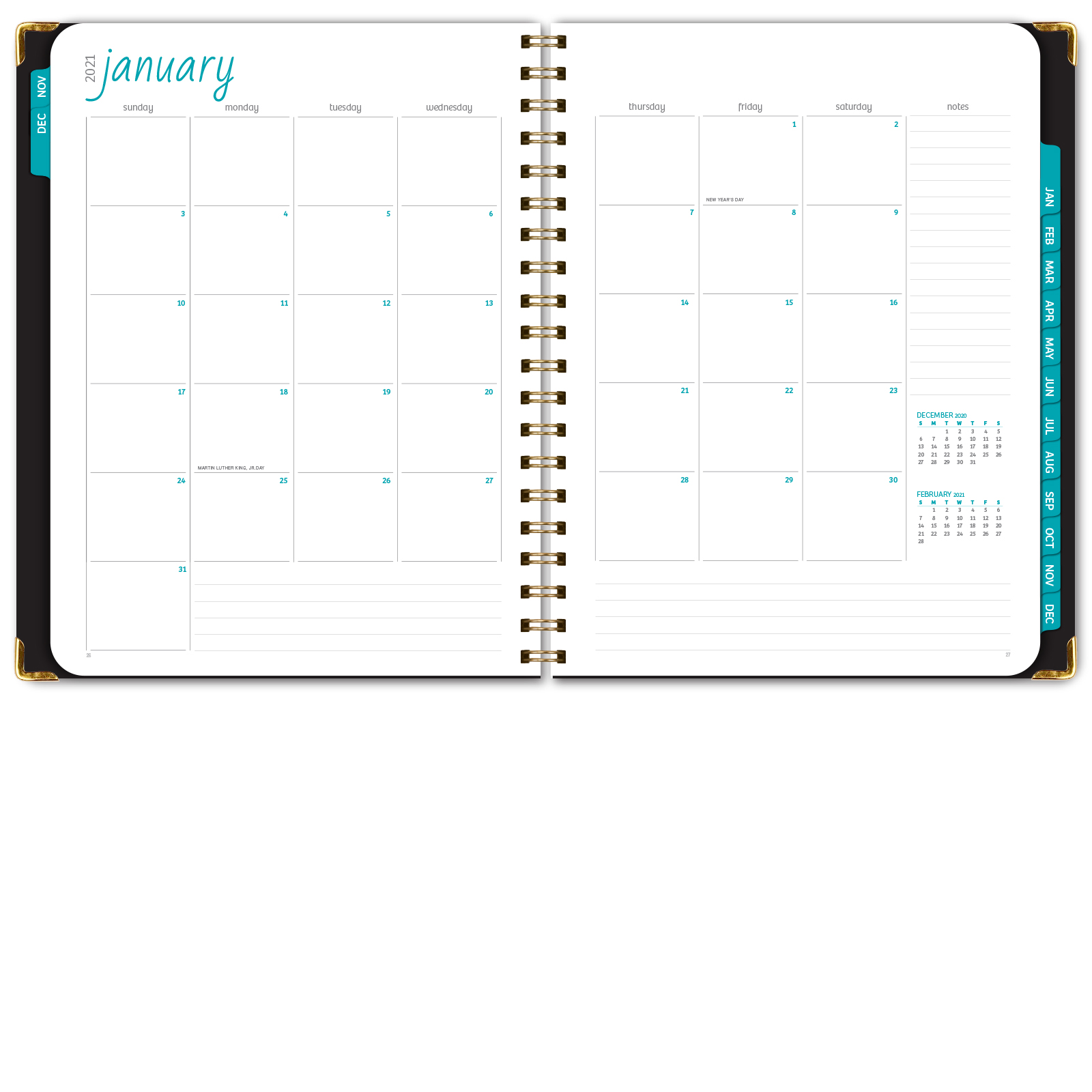 Daily Weekly Monthly Planner Details about / HARDCOVER 2021 Planner Nov 2020 - Dec 2021