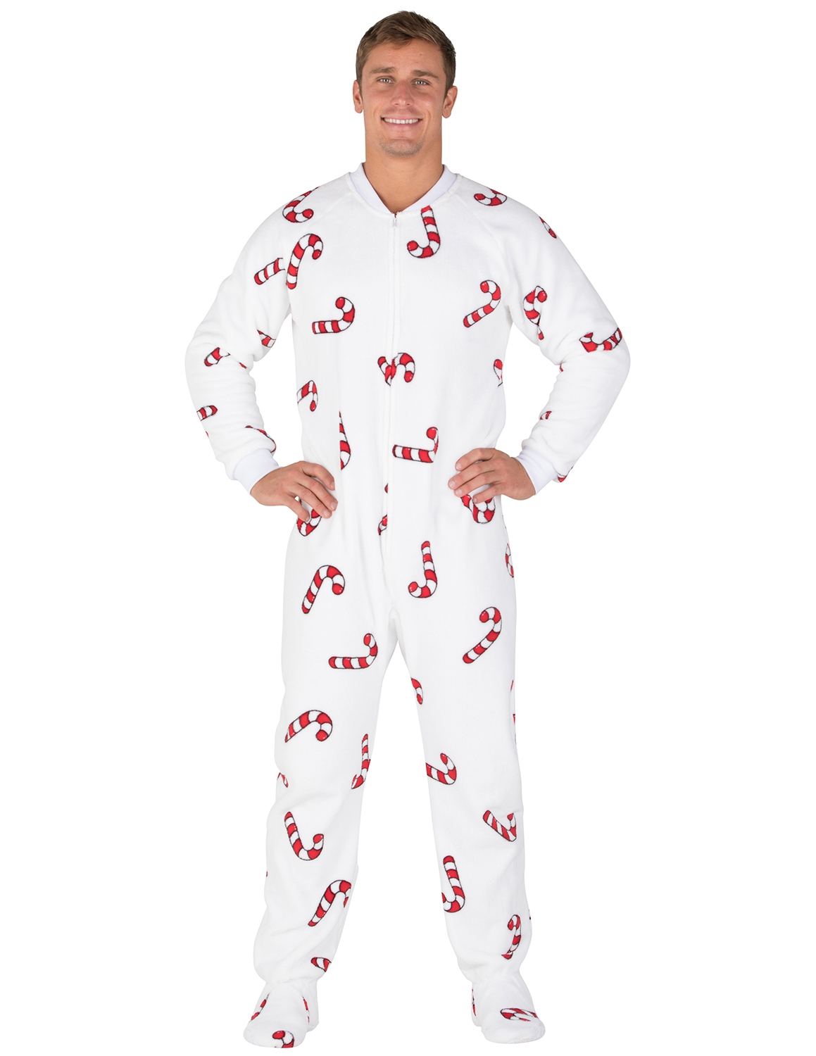 Footed Pajamas - Candy Cane Lane Adult Chenille One Piece | eBay