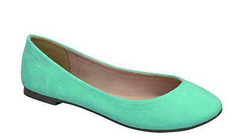 Breckelles Pointed Toe Slip On Ballet Flats Aqua Round Toe Ballet Flats - Picture 2 of 10