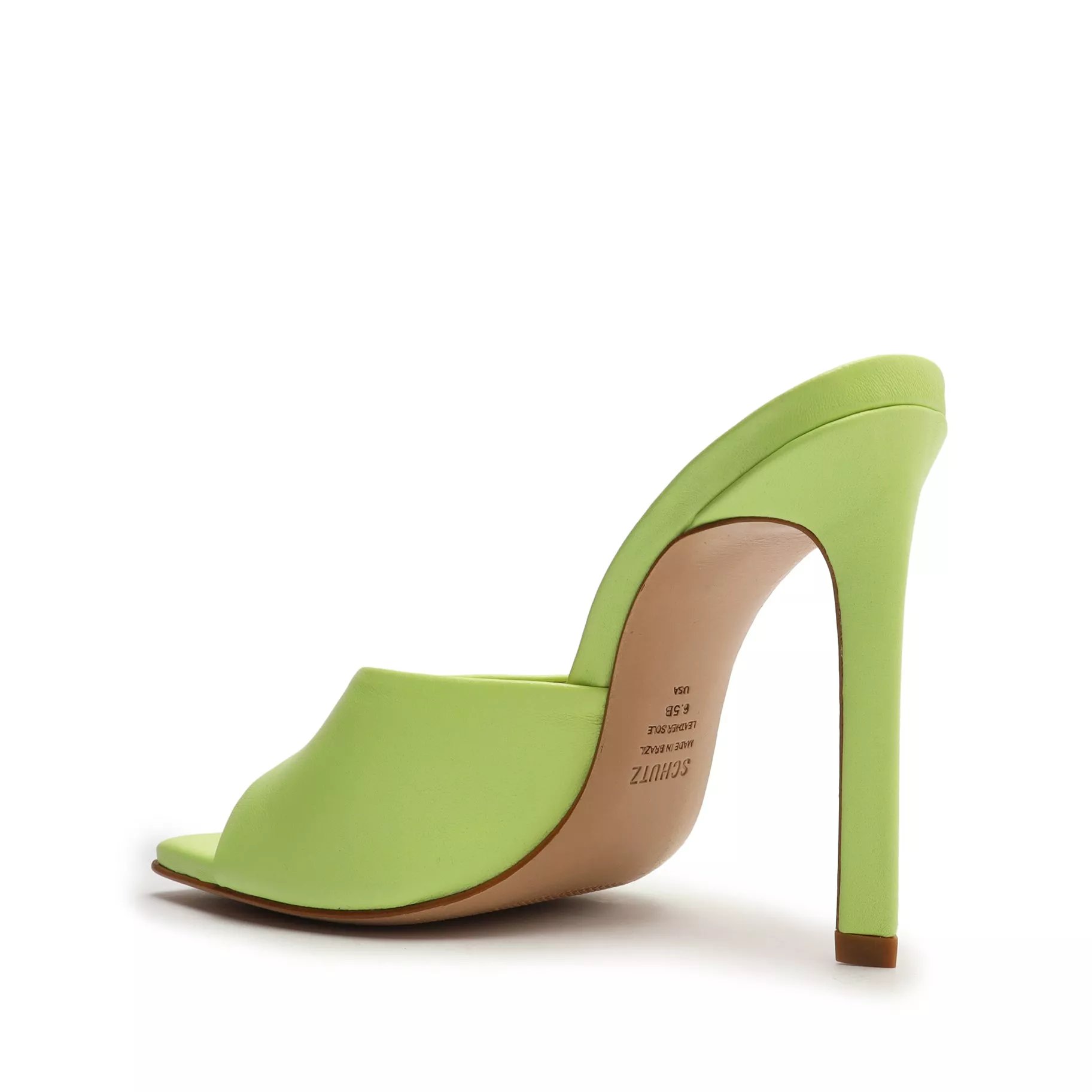 Schutz Kate Fresh Green Slip On Open Square Toe Stiletto