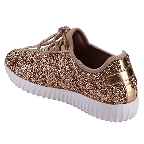 Forever Link Damen REMY-18 Glitzer modische Turnschuhe roségold - Bild 3 von 3