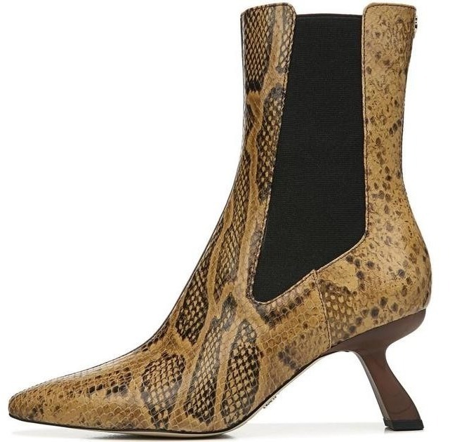 Sam Edelman Sammie Leder Schlangenleder Anziehbare spitze Zehenpartie seitlich Goring Stiefel - Bild 1 von 4