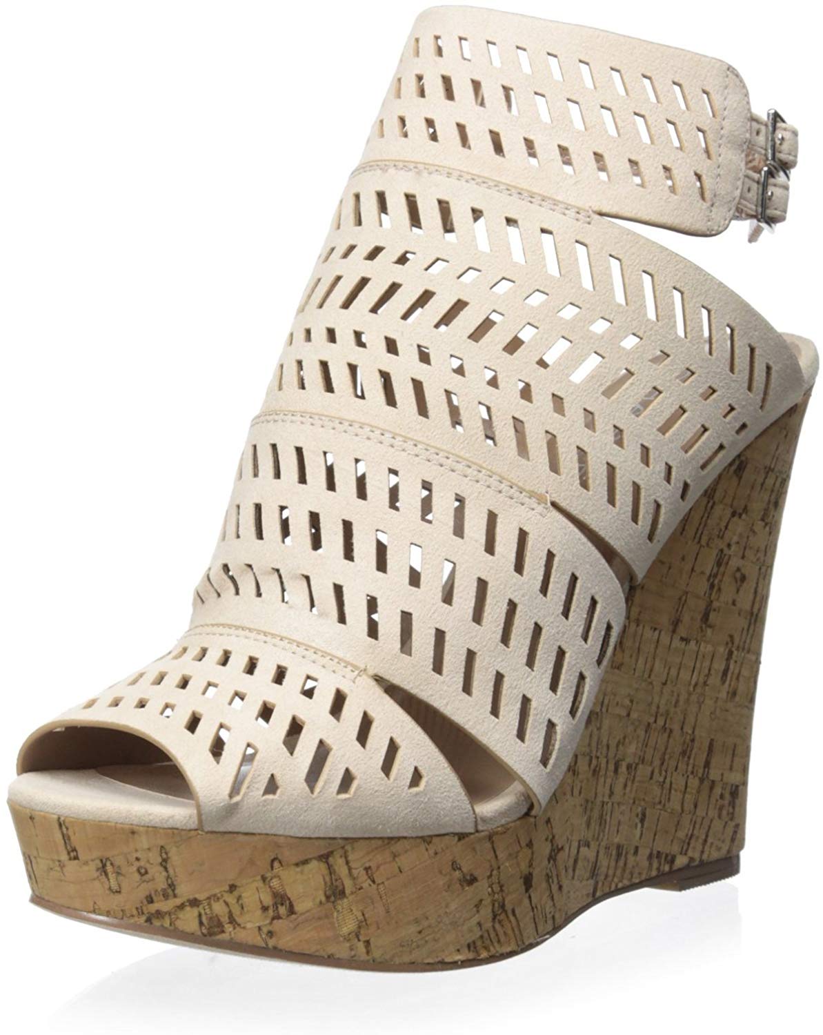 Charles by Charles David Apt Nude Ankle Strap Cork Platform Wedge Sandals | eBay