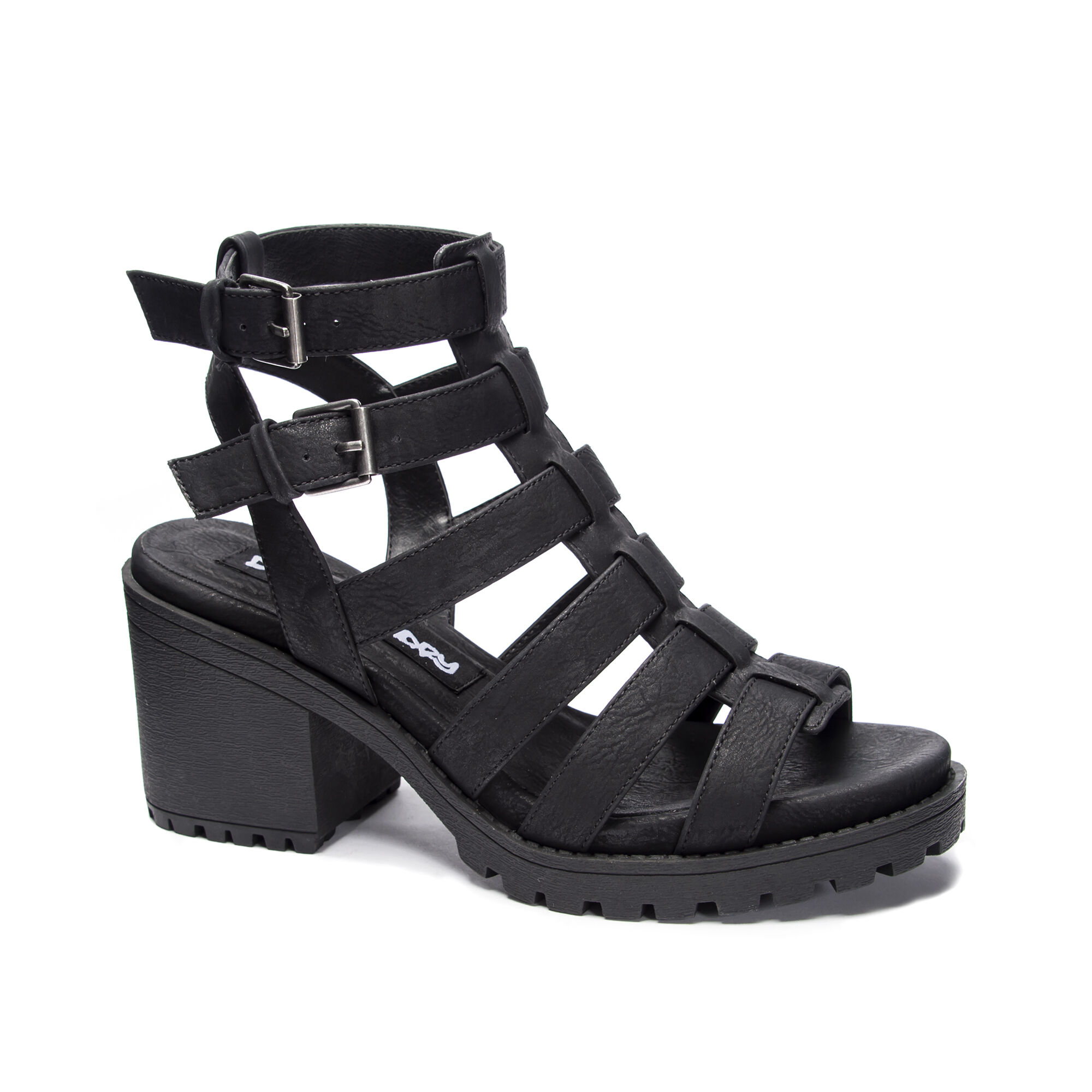 black chunky block heels