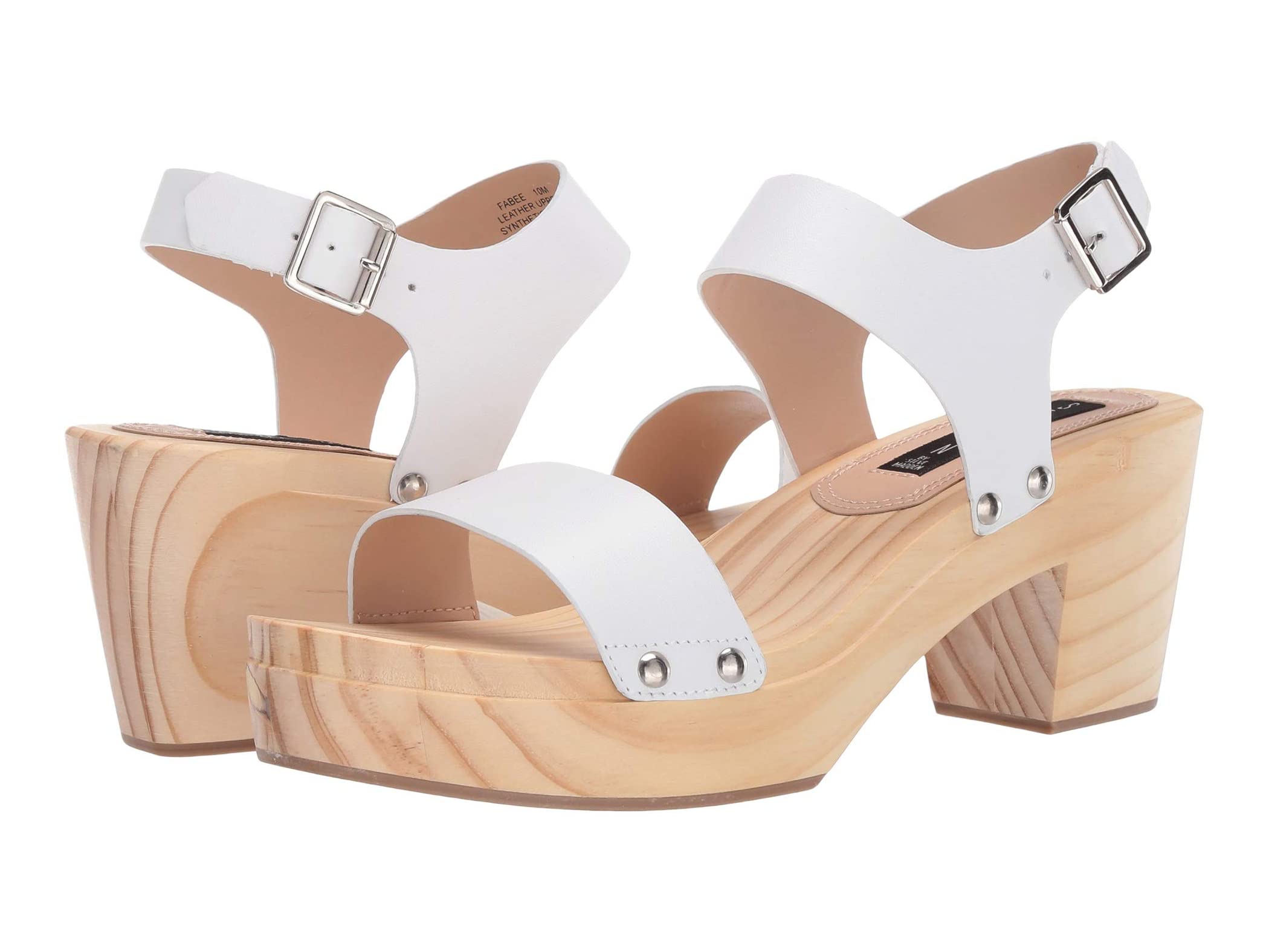 Steve Madden Women's Fabee Leather Wood Platform Sandals WHITE LEATHER ...