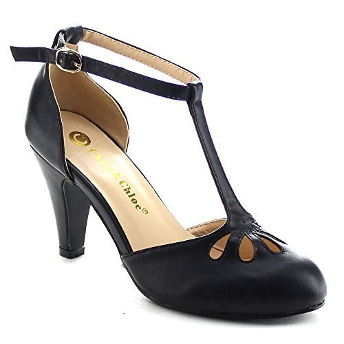 Chase & Chloe Kimmy 36 elegante Damen-Pumps mit mittelhohem Absatz T-Riemen (nude, 9 B (M) US) - Bild 6 von 11
