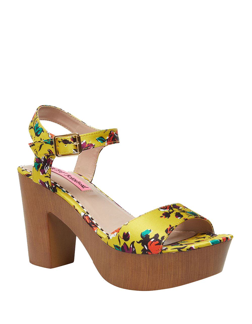 betsey johnson rose flower wood clog sandals