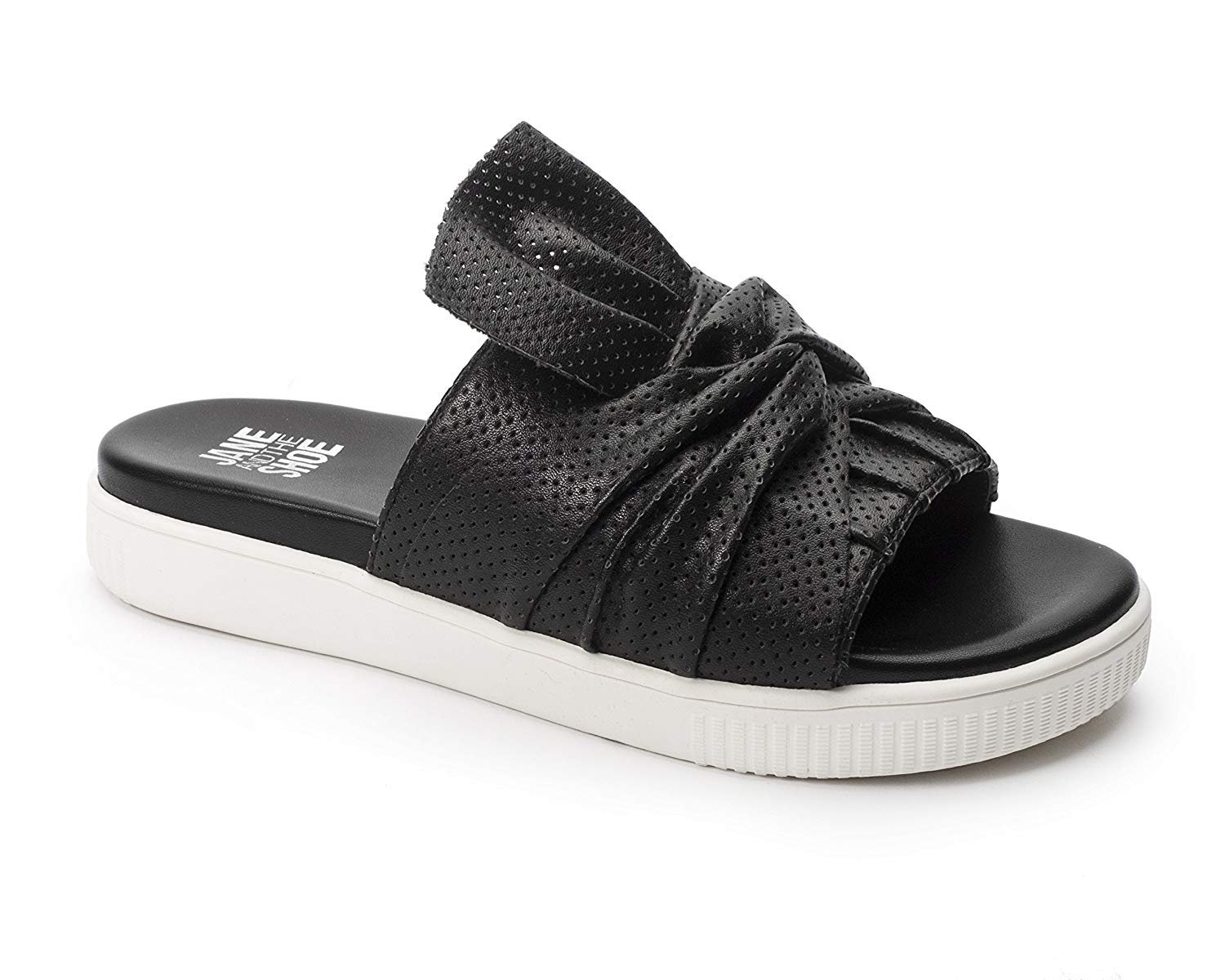 black bow slide sandals