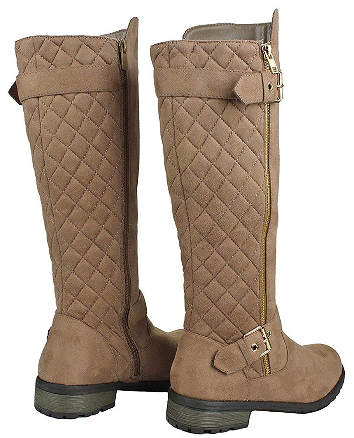 taupe knee high flat boots