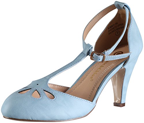 Chase & Chloe Kimmy 36 elegante Damen-Pumps mit mittelhohem Absatz T-Riemen (nude, 9 B (M) US) - Bild 8 von 11