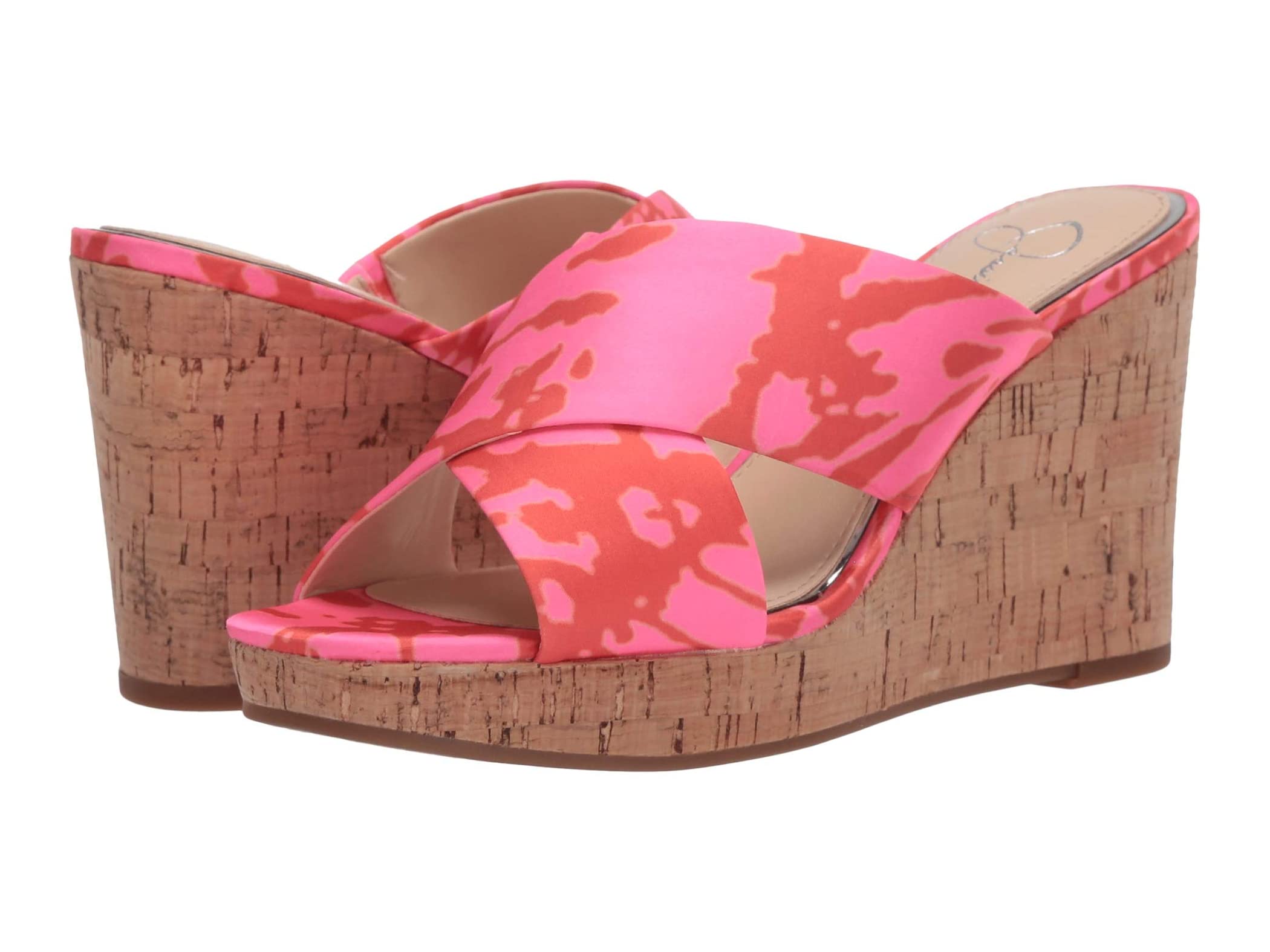 Jessica Simpson Women's Seena Slide Wedge Slip on Sandal NEON PINK COMBO |  eBay