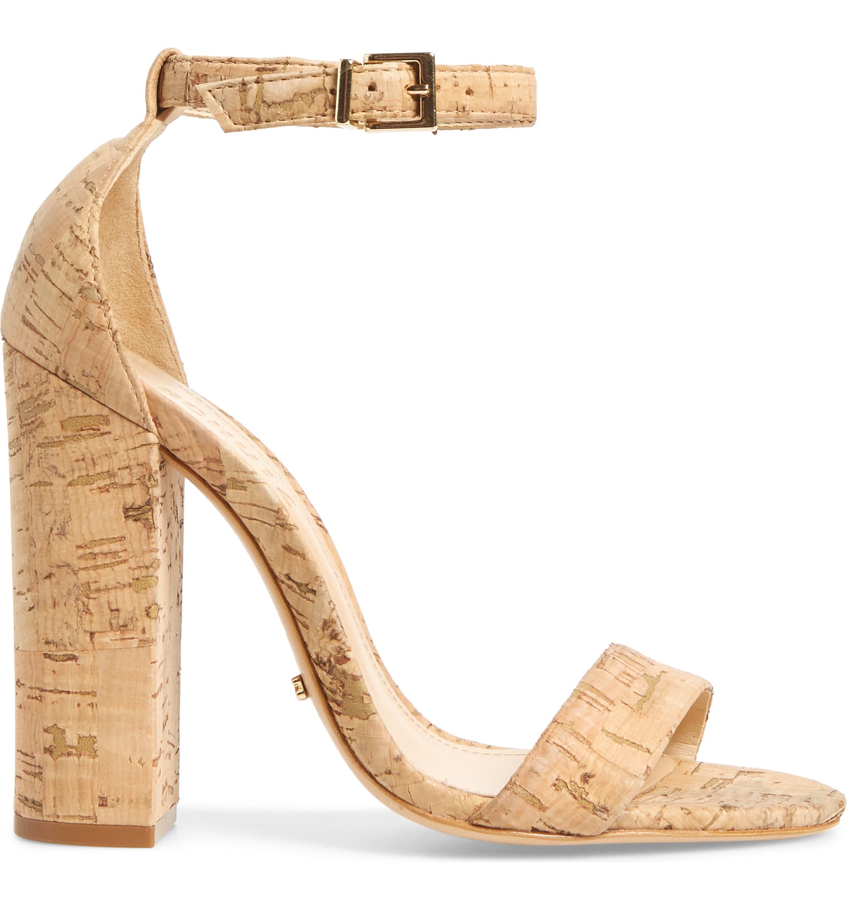Schutz Enida Open Toe Ankle Strap Chunky Heel Natural Cork Two Peice Pump | eBay