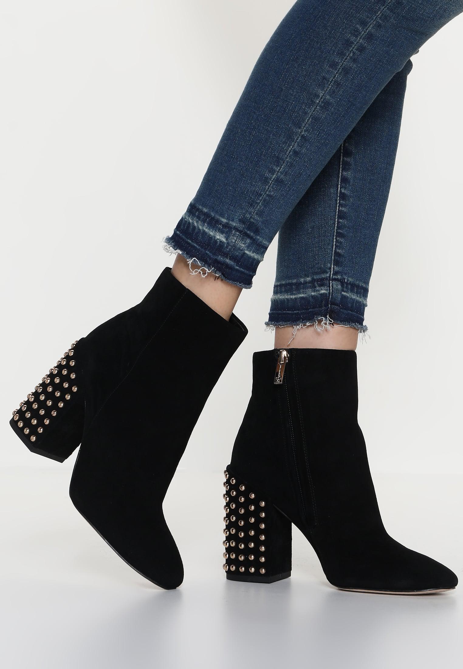 black studded chunky heels
