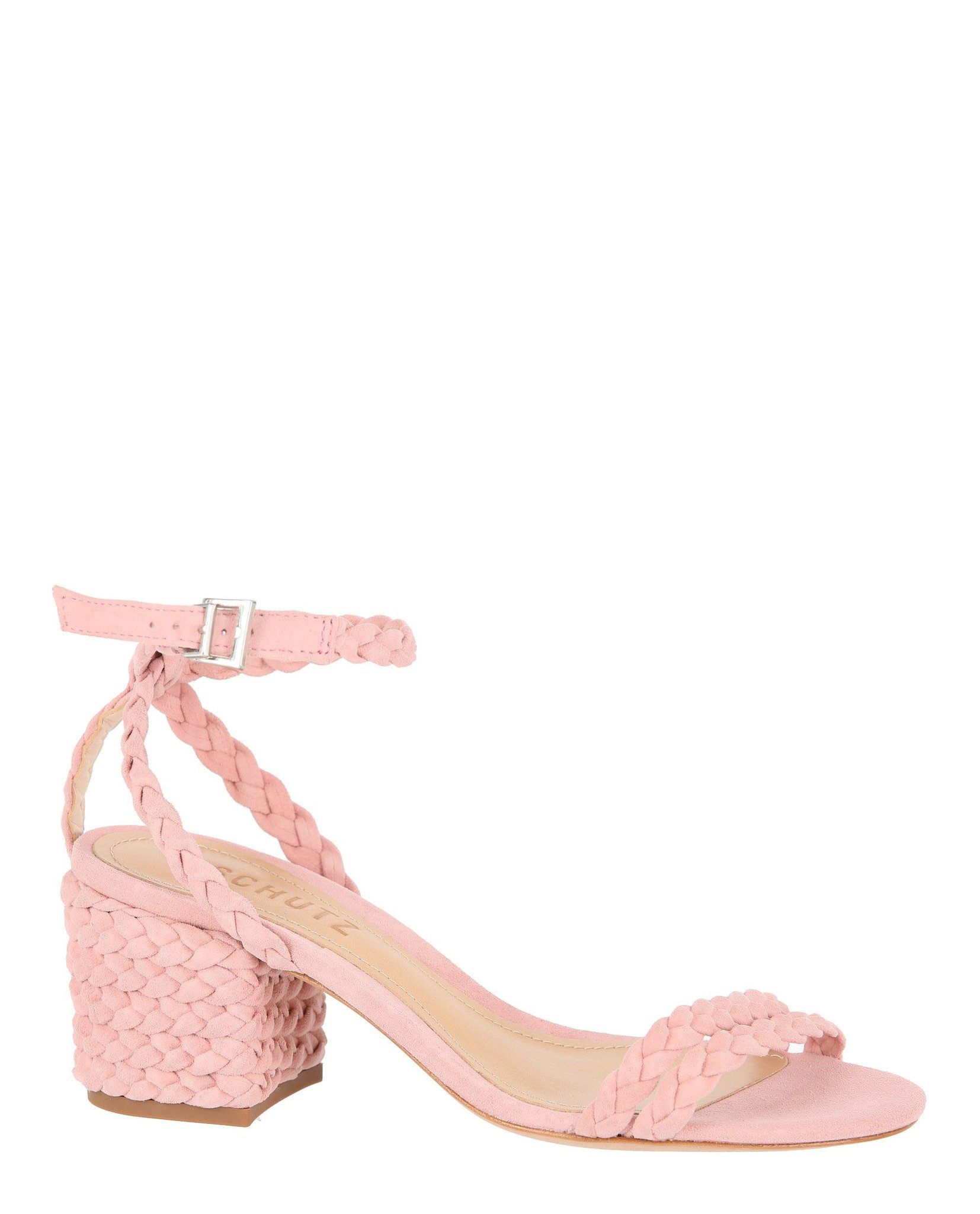 Schutz Kandy Braided Tan Block Heeled 