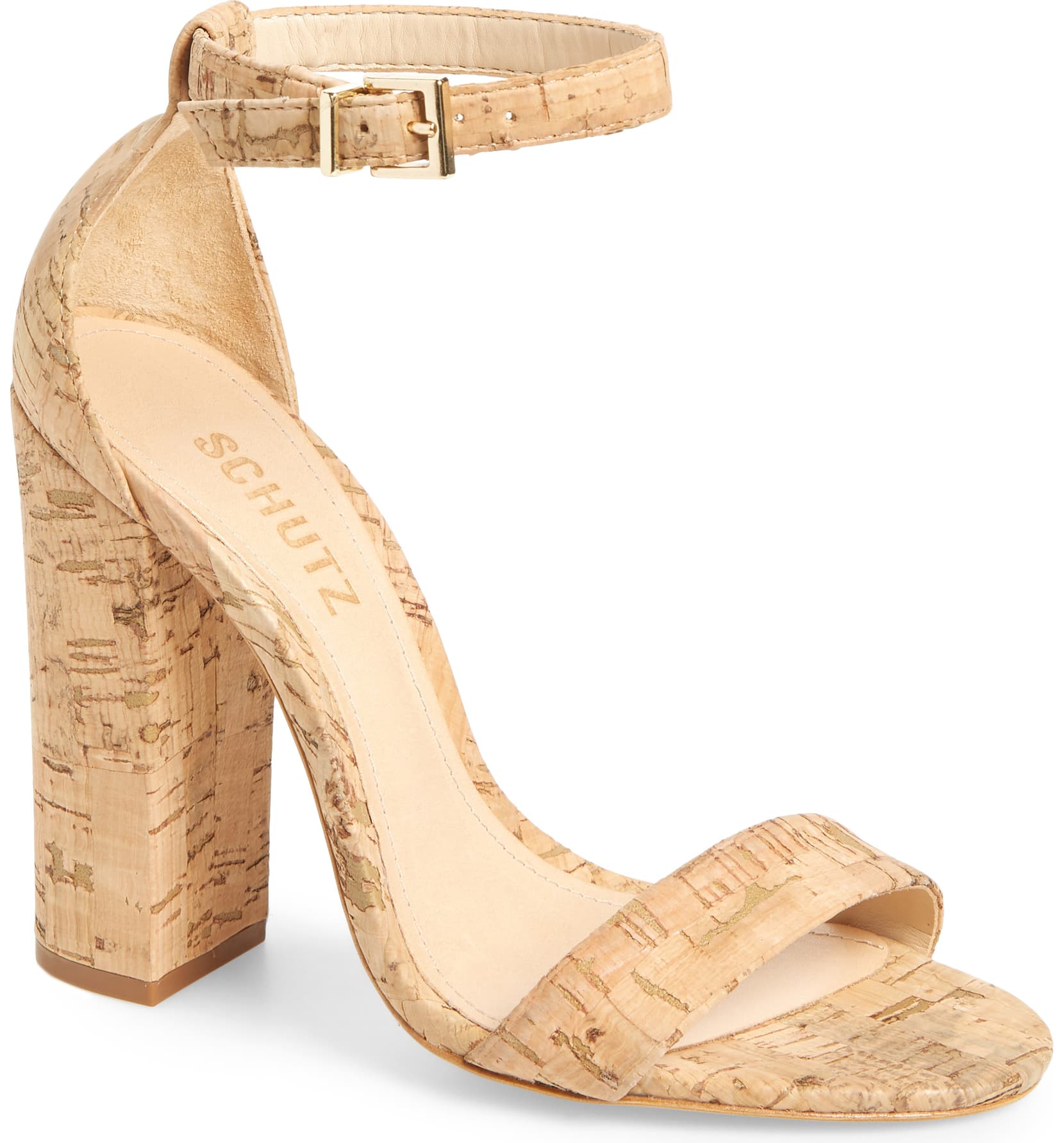cork chunky heels
