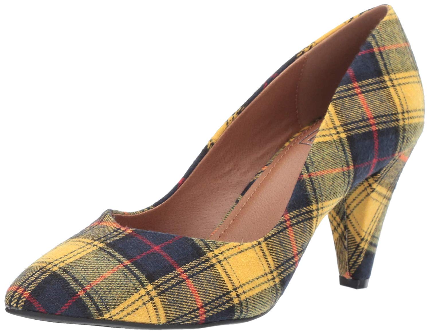 yellow plaid pumps