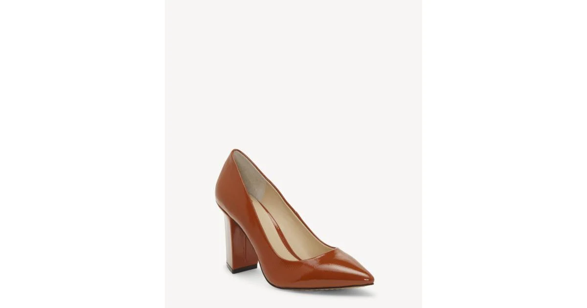 orange block heel pumps