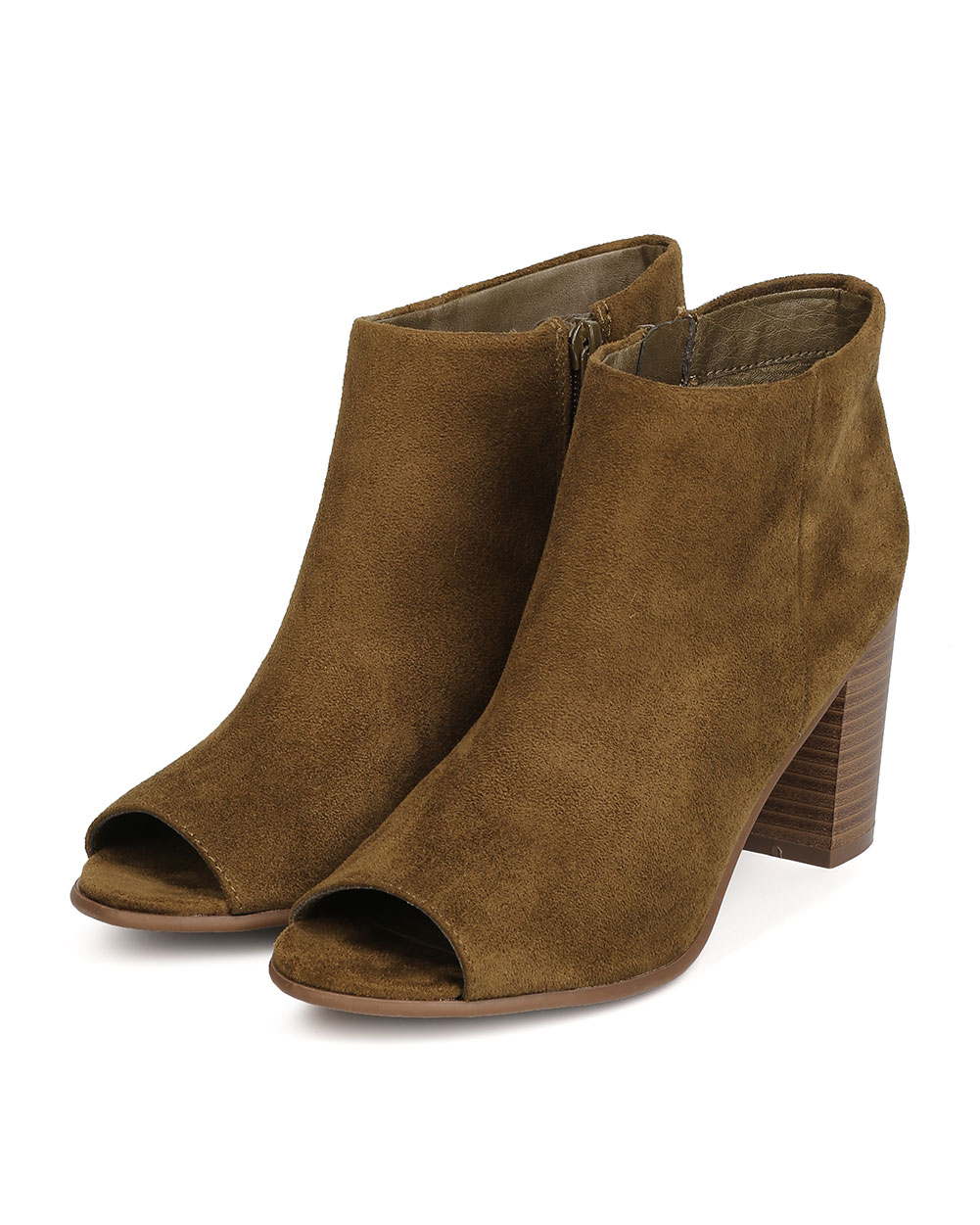 stacked heel bootie