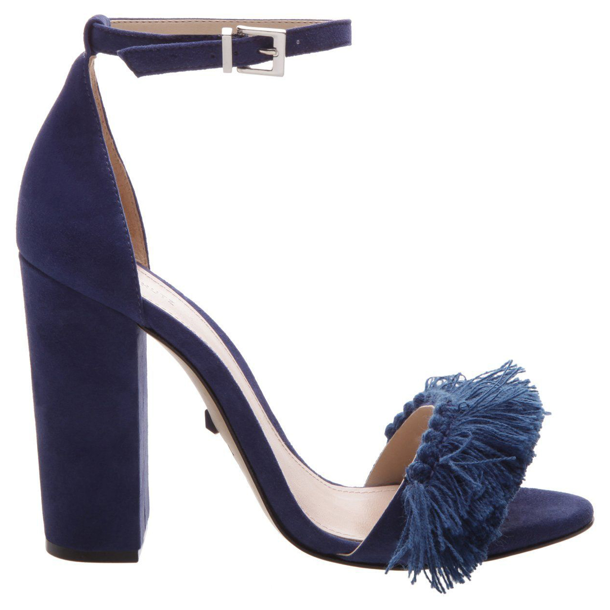 blue block heel pump