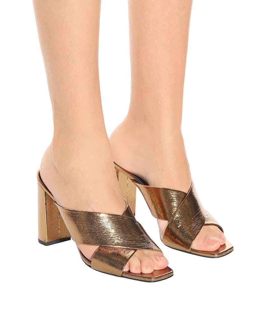 metallic gold mules