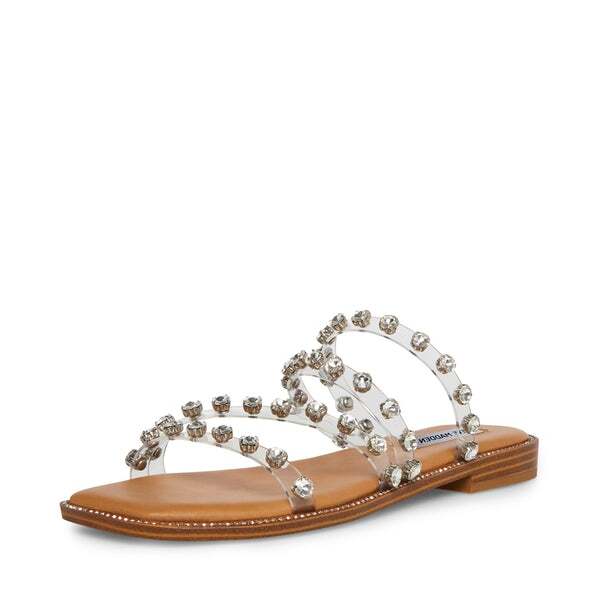 [JILLSTUART]★韓国人気★ELLIE SQUARE TOE RIBBON FLAT SANDALS Steve Madden Skyler-P Clear Pyramid Embellished Slip On