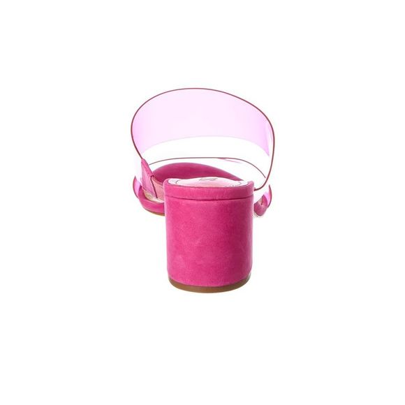 Schutz Victorie Vibrant Pink Clear Strap Slip On Open Toe Mid 