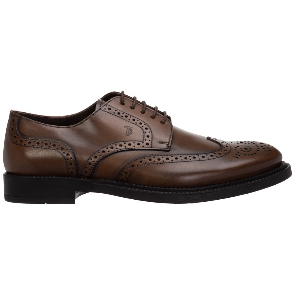 Tod's Men's DERBY Oxfords BROWN Leather Lace Up Wingtip | eBay