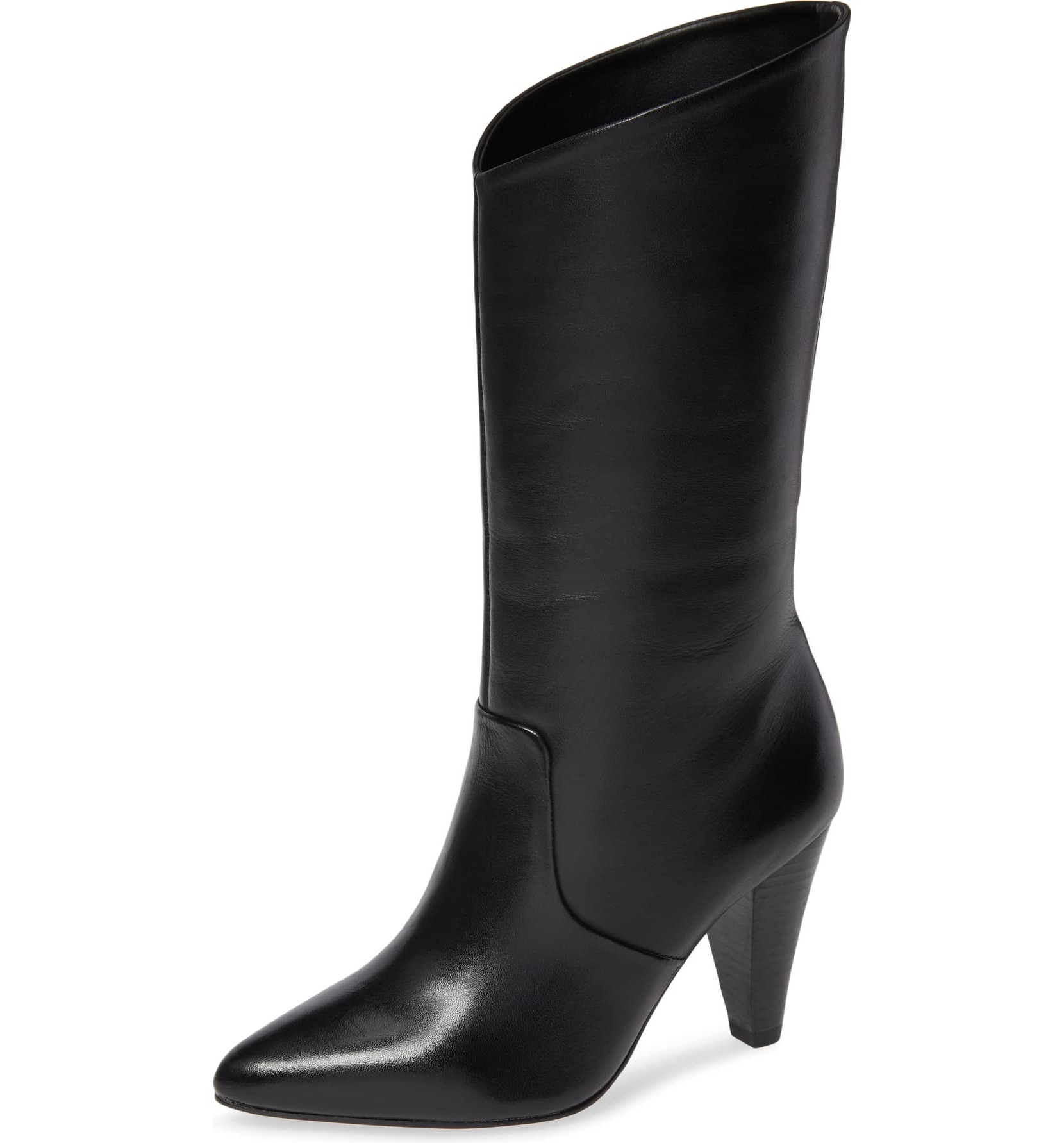 Angled discount heel boots