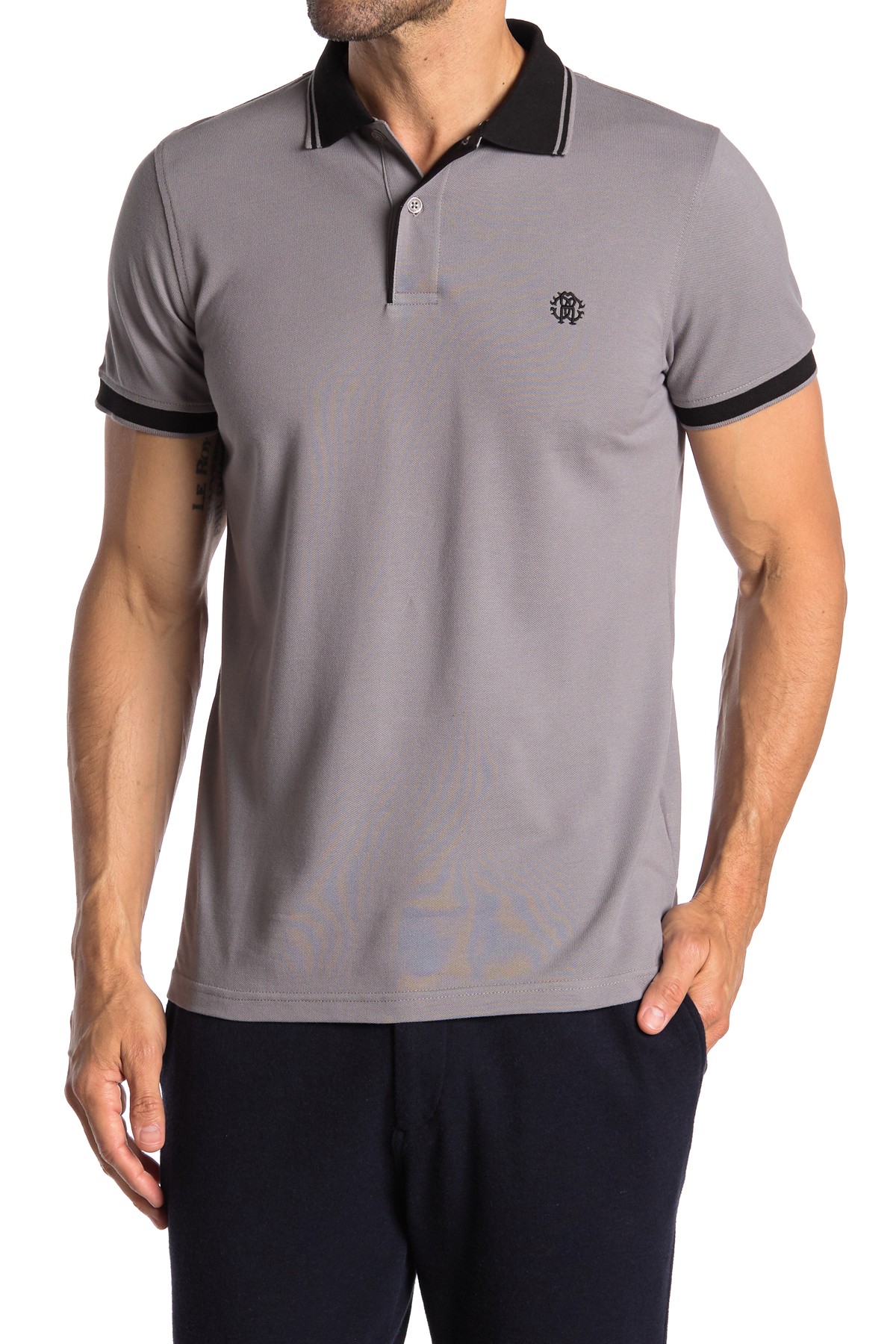 ROBERTO CAVALLI Authentic Chest Pocket Logo Contrast Trim Polo T-Shirt New $325