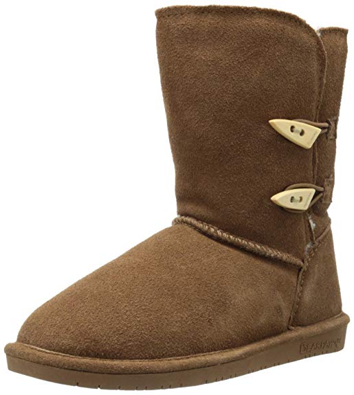 bearpaw women's boshie fashion boot taupe suede fur lined winter boots