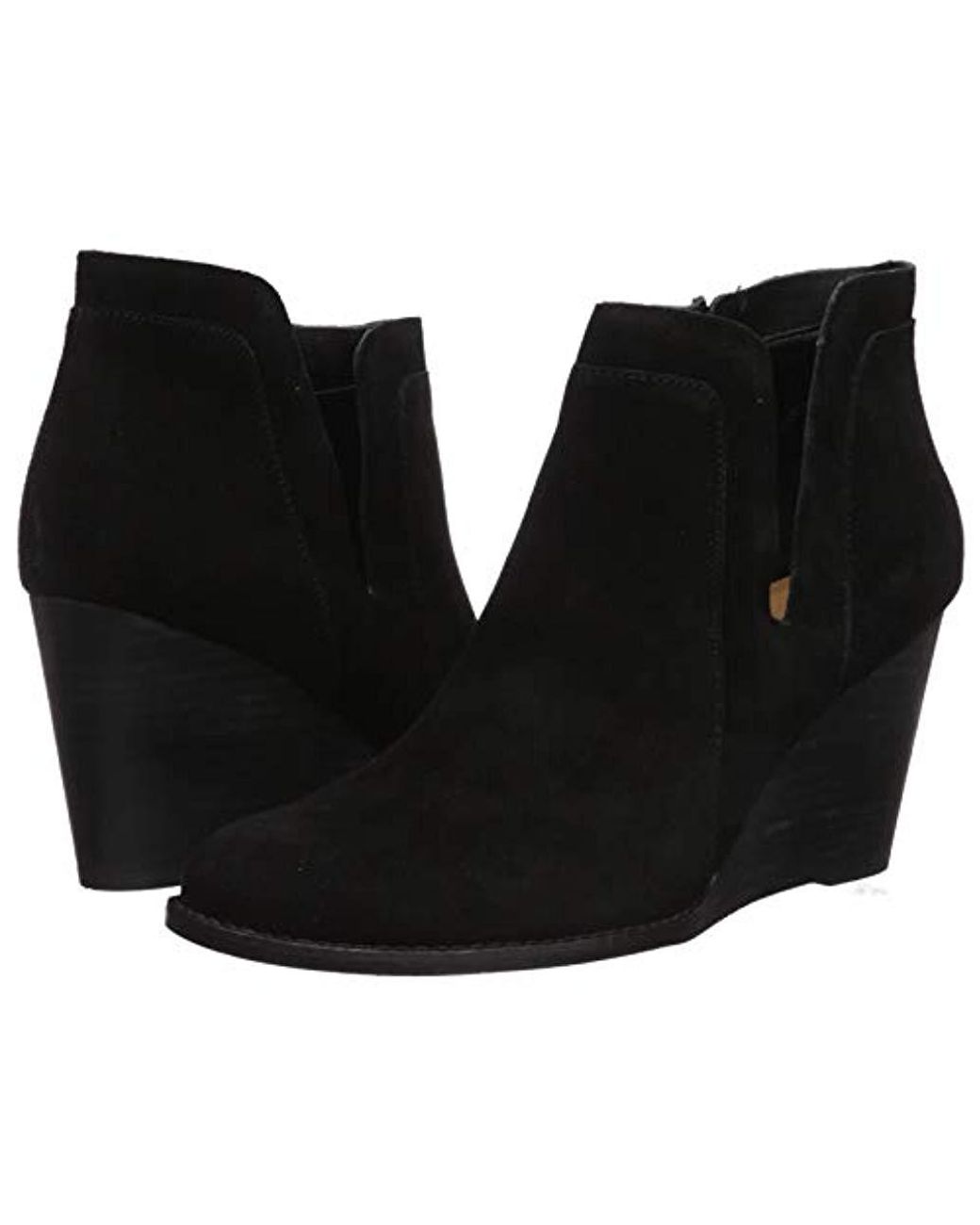 lucky brand side cut wedge suede booties