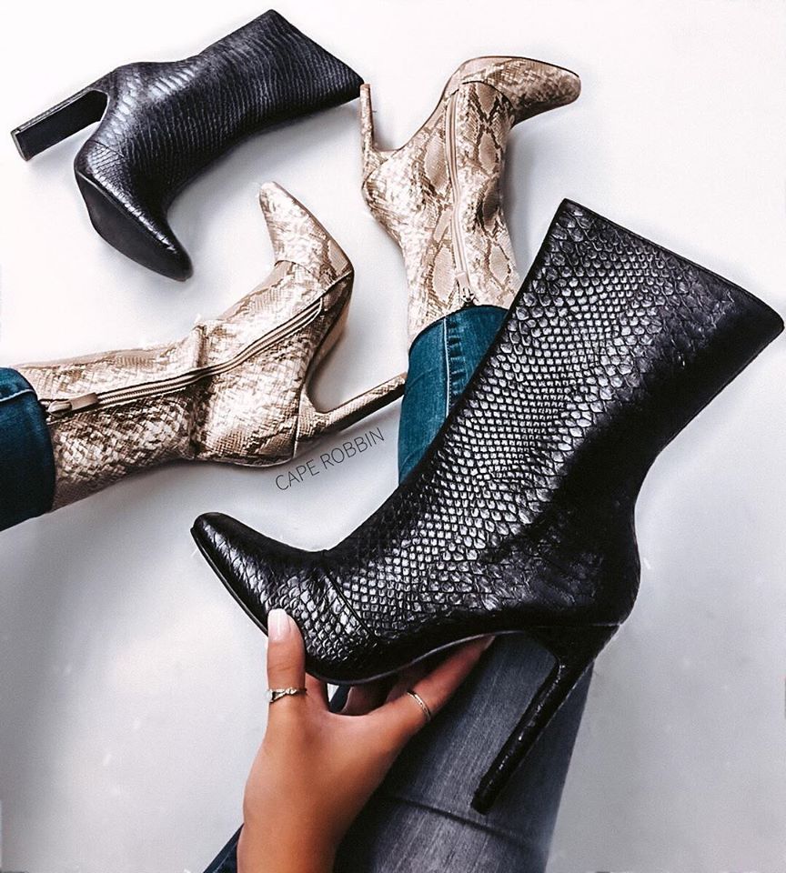 cape robbin snakeskin booties