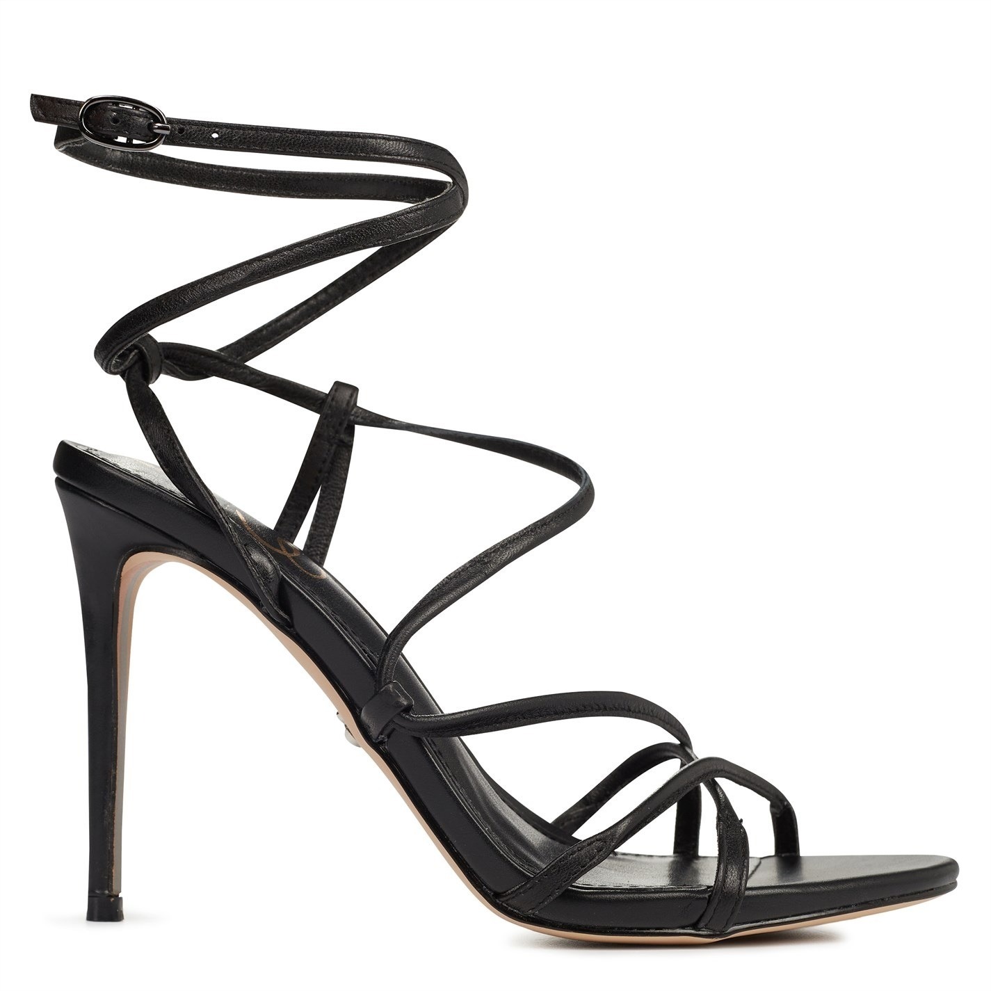 Sam Edelman Sareena schwarze Sandalen mit Stilettoabsatz offene Zehenpartie Knöchelriemen - Bild 2 von 4