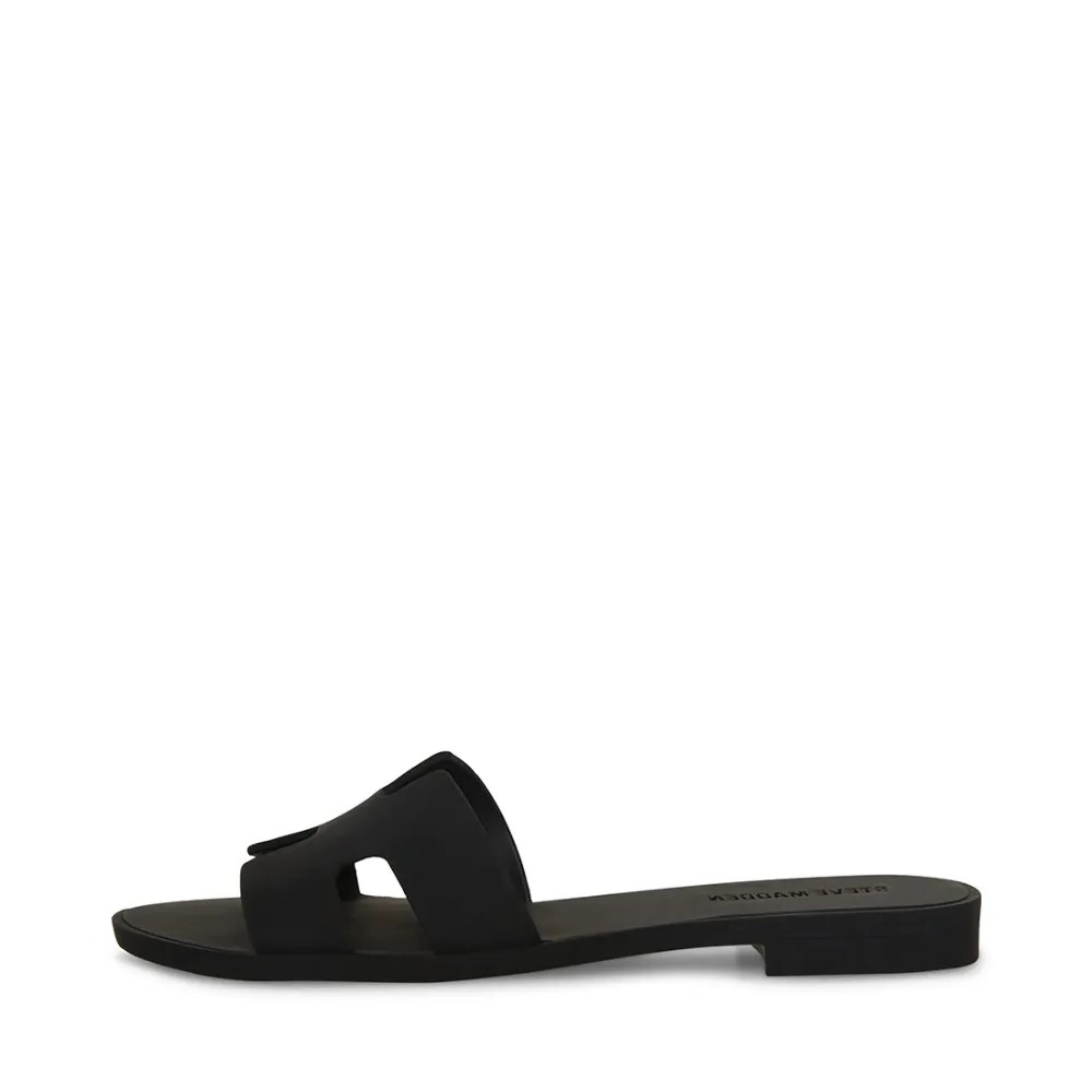 Steve Madden Hadyn-J Black Leather Slip On Open Rounded Toe