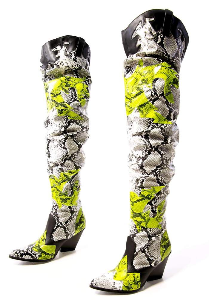Cape Robbin Hilda Over The Knee Thigh HIGH Chunky Low Heel Boots-Animal