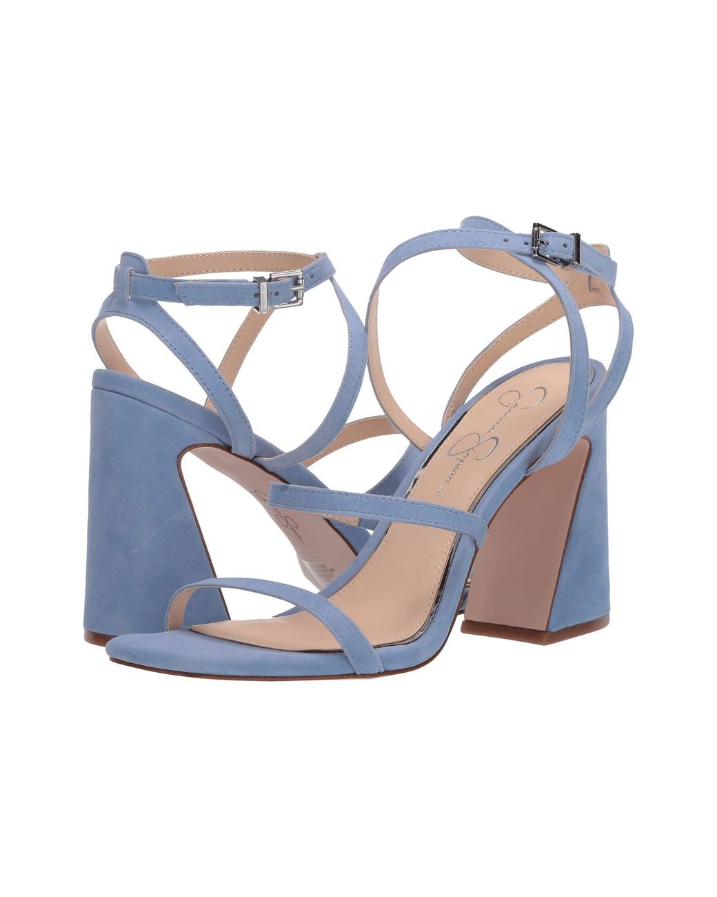 cornflower blue block heels