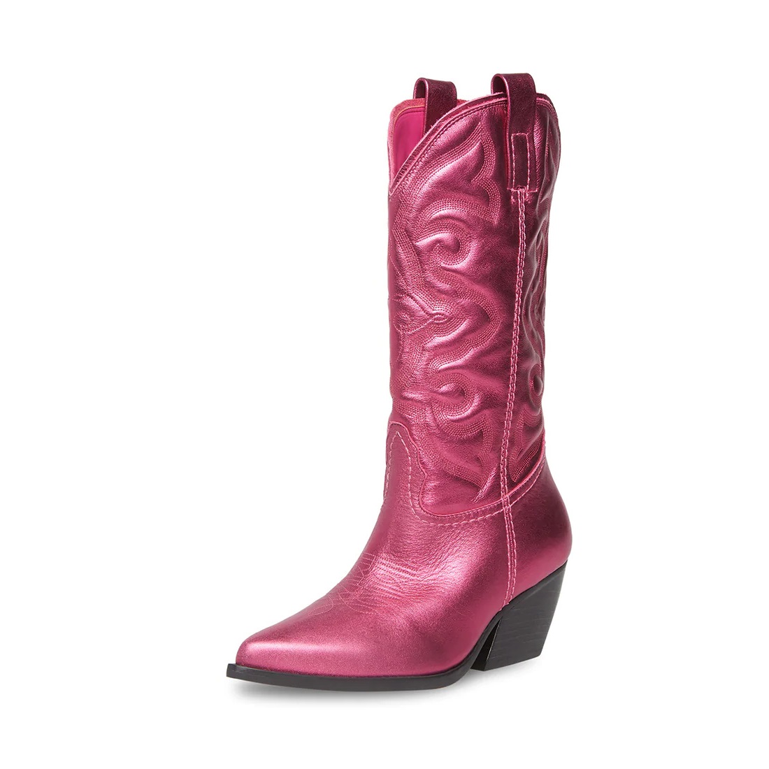 Steve Madden West Pink Metallic Pull On Pointed Toe Block