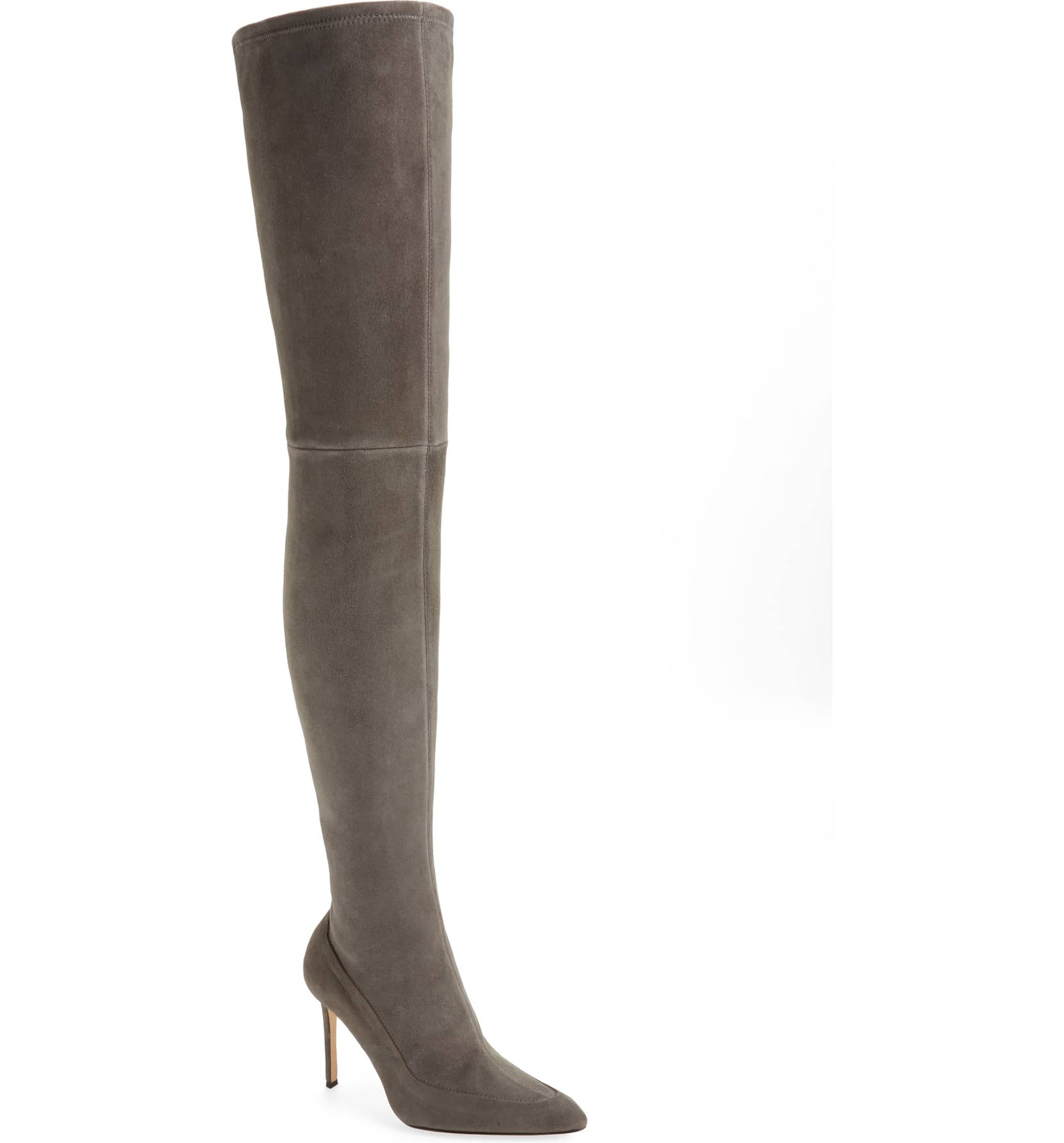 Pour La Victoire Cassie Anthracite Skin-tight Suede Over-the-knee ...