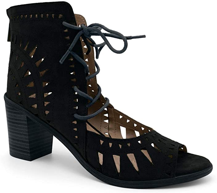 Breckelles Gabby Lasercut gestapelte klobige Absatz-Sandale mit Peep-Zehenpartie - Bild 3 von 7