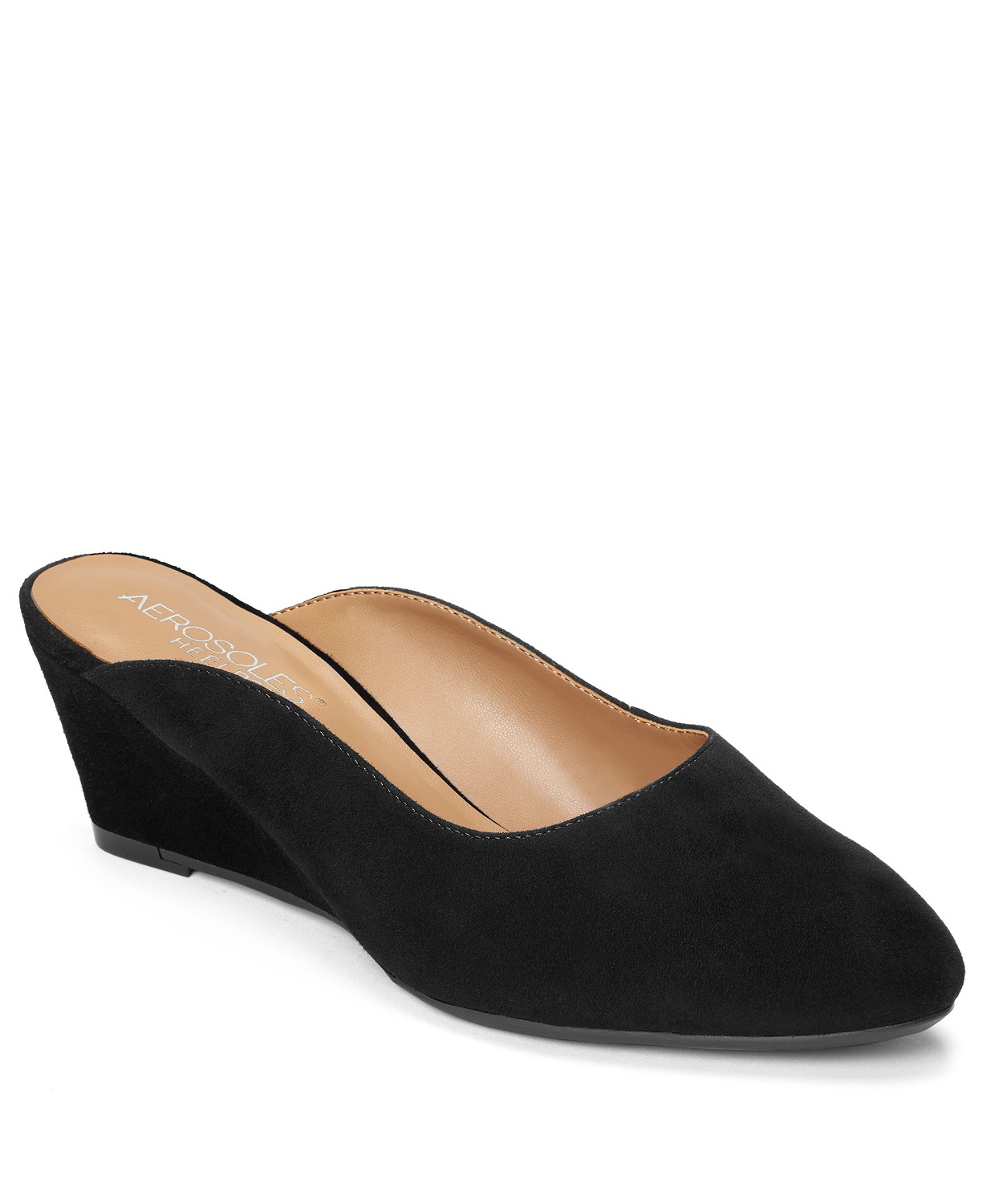 black wedge mule sandals