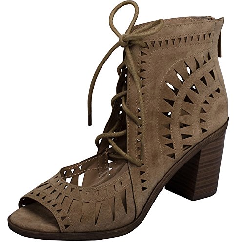 Breckelles Gabby Lasercut gestapelte klobige Absatz-Sandale mit Peep-Zehenpartie - Bild 2 von 7