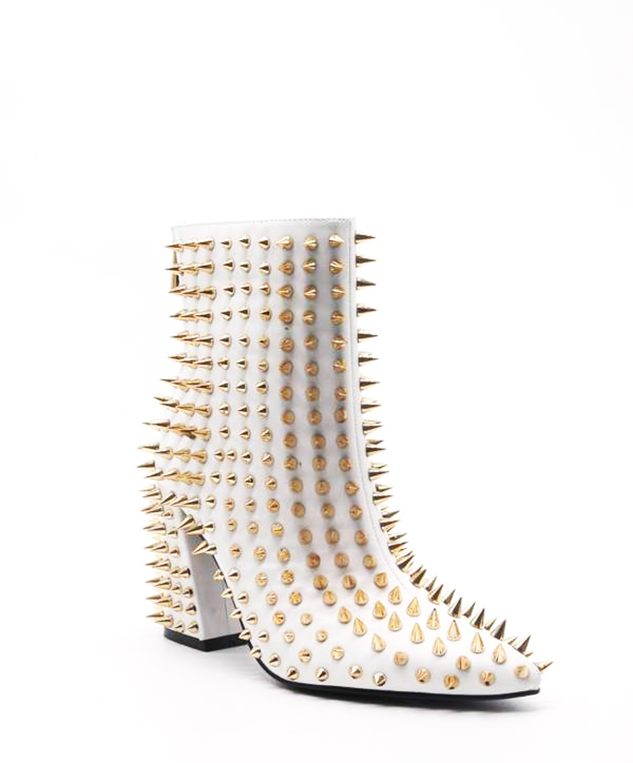 studded white boots