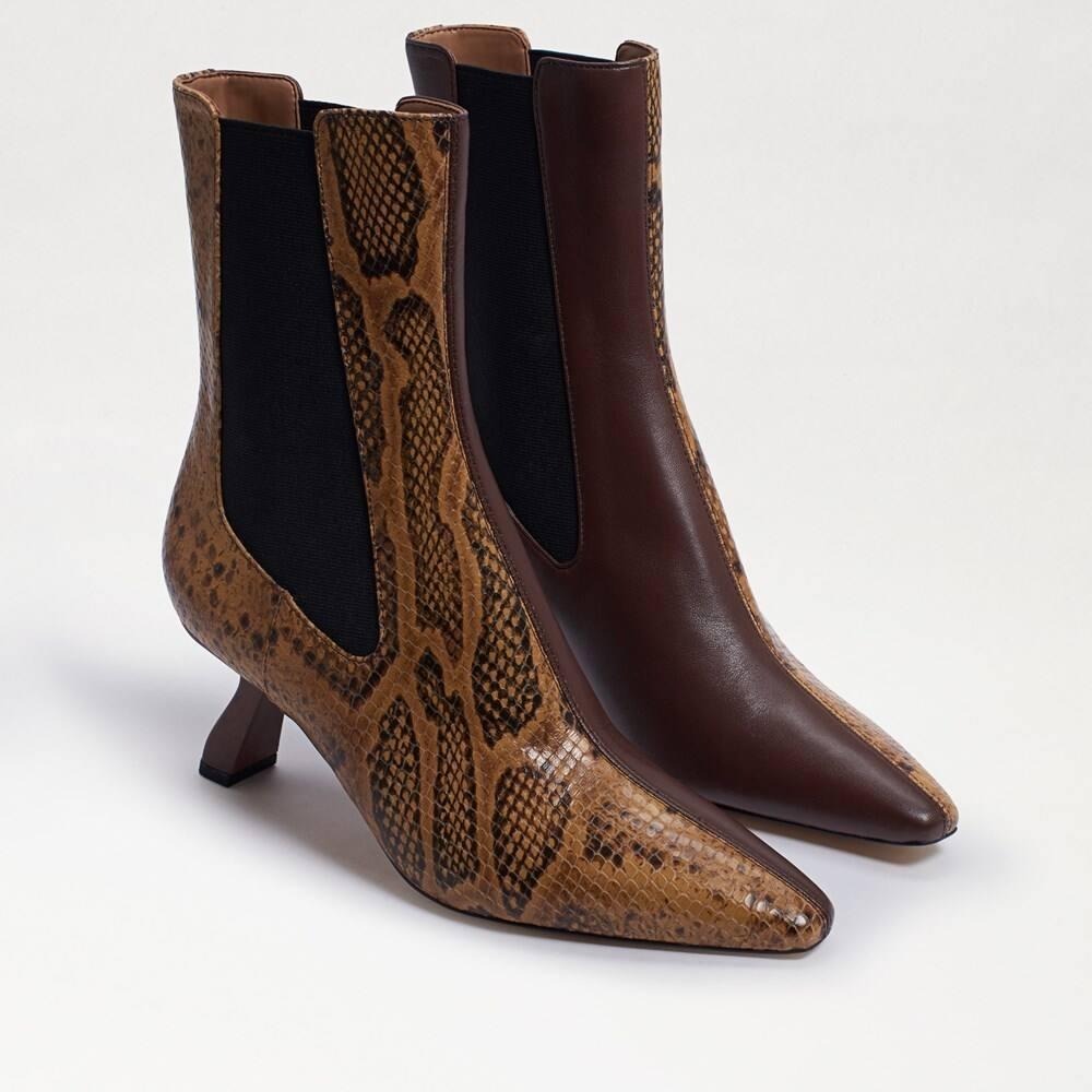 Sam Edelman Sammie Leder Schlangenleder Anziehbare spitze Zehenpartie seitlich Goring Stiefel - Bild 3 von 4
