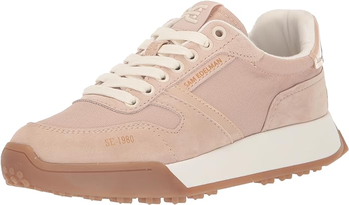 Sam Edelman Layla Luxe Beige Lace Up Low Top Chunky Heeled