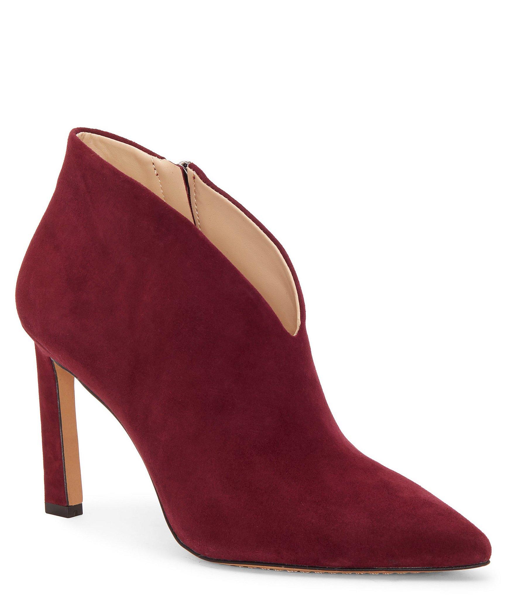 vince camuto red suede booties