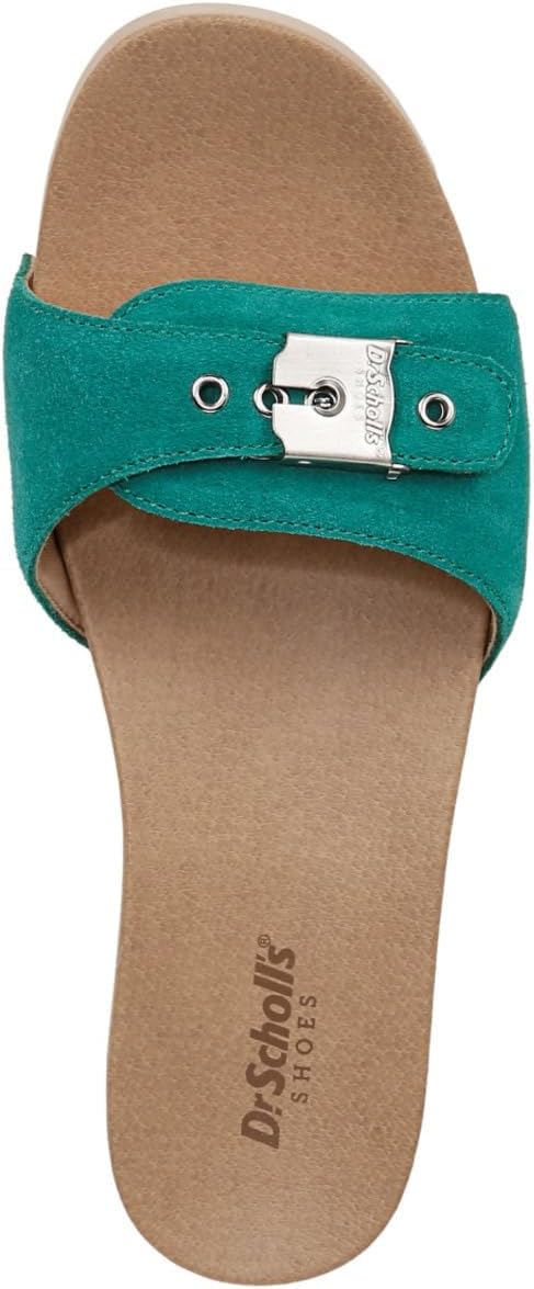 SCHOLL ● Cork Flipflop Chunky Brush Sandals - Green Dr. Scholl's Original Too Court Green Leather Slip On Open