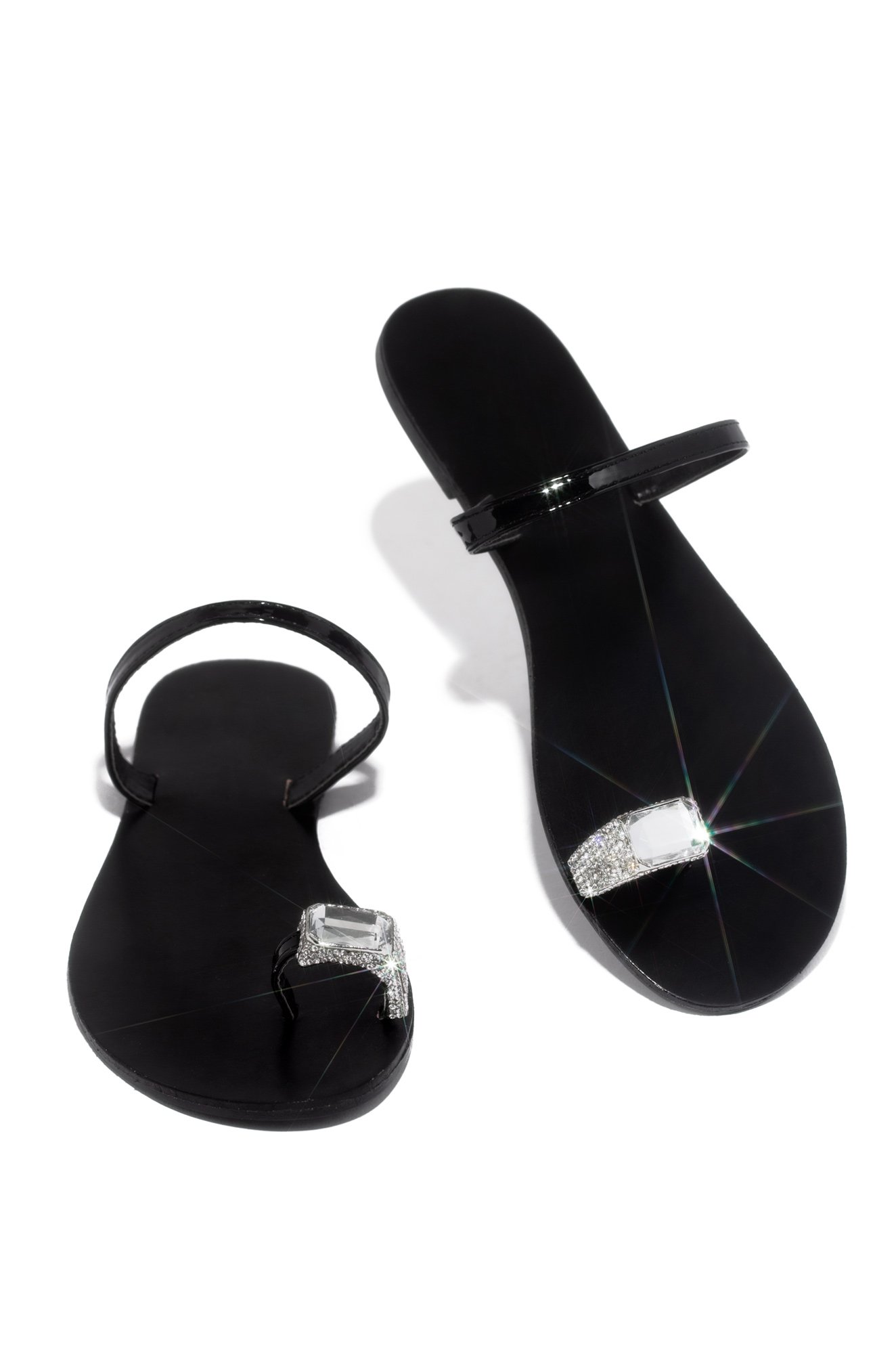 black sparkly sandals flat